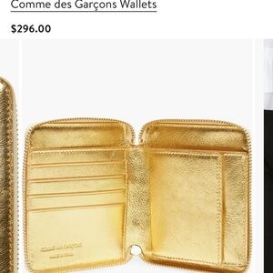 Comme des Garçons Metallic Gold Zip Arounf Wallet (new w/box) NEW w/ Box